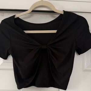 Black Twist-Front Crop Top - Women
